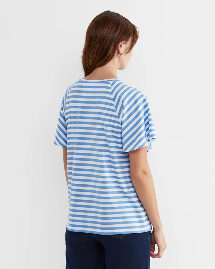 Sportscraft Tops and Tees Women Flutter Short Sleeve Tee Whiteblue