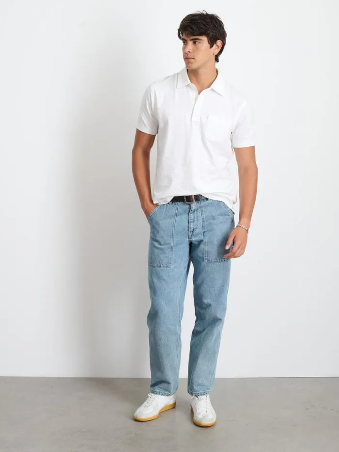 Standard Slub Cotton Polo White Men Alex Mill Tees Polos