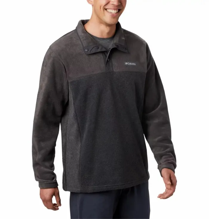 Steens Mountain Half Snap Fleece Pullover Charcoal Heather Shark Mens Columbia Sportswear Pullovers and Tops Steens Mountain Half Snap Fleece Pullover Charcoal Heather Shark Mens Columbia Sportswear Pullovers and Tops