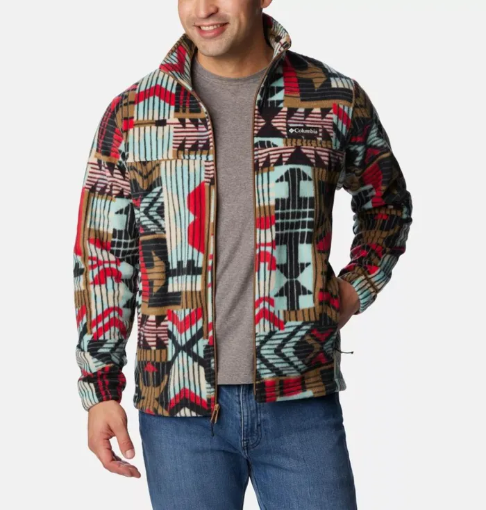 Steens Mountain Printed Fleece Jacket Delta Pathways Print Mens Columbia Sportswear Jackets and Vests Steens Mountain Printed Fleece Jacket Delta Pathways Print Mens Columbia Sportswear Jackets and Vests