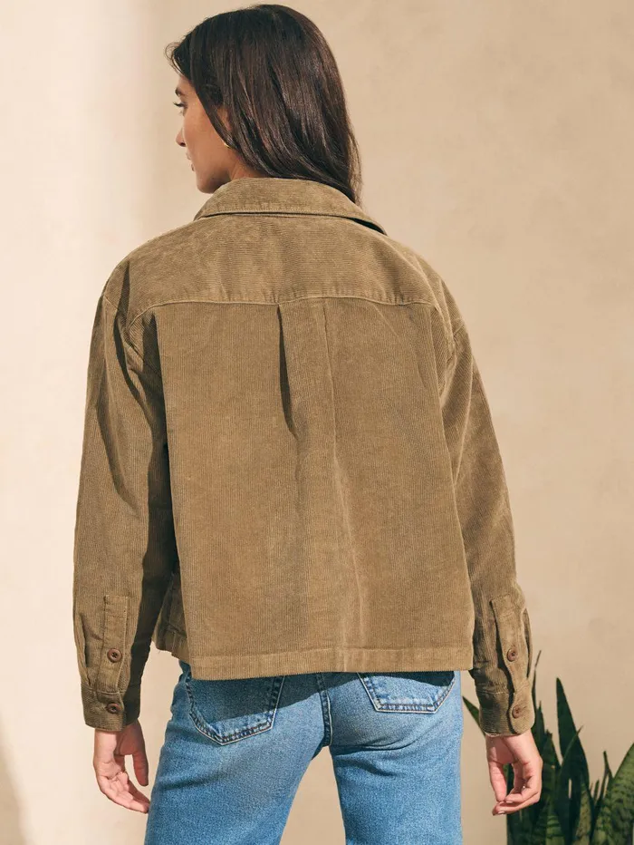 Stretch Cord Overshirt 8211 Military Olive Military Olive Women Faherty Blazers and Outerwear