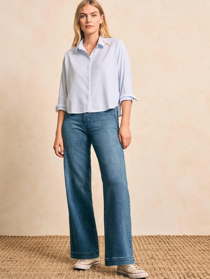 Stretch Oxford Cropped Shirt 8211 Classic Stripe Classic Stripe Women Faherty Shirts and Tops Stretch Oxford Cropped Shirt 8211 Classic Stripe Classic Stripe Women Faherty Shirts and Tops