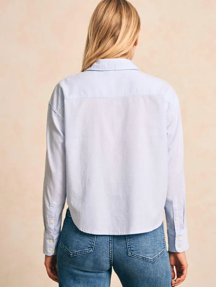 Stretch Oxford Cropped Shirt 8211 Classic Stripe Classic Stripe Women Faherty Shirts and Tops