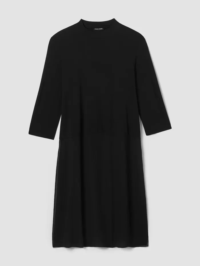 Stretch Silk Jersey Mock Neck Top Black Women Eileen Fisher Tops and Tees