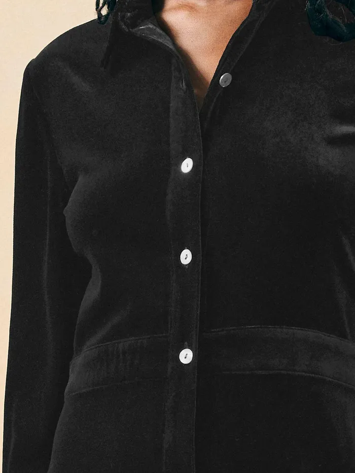 Stretch Silk Velvet Maxi Dress 8211 Black Black Women Faherty Dresses