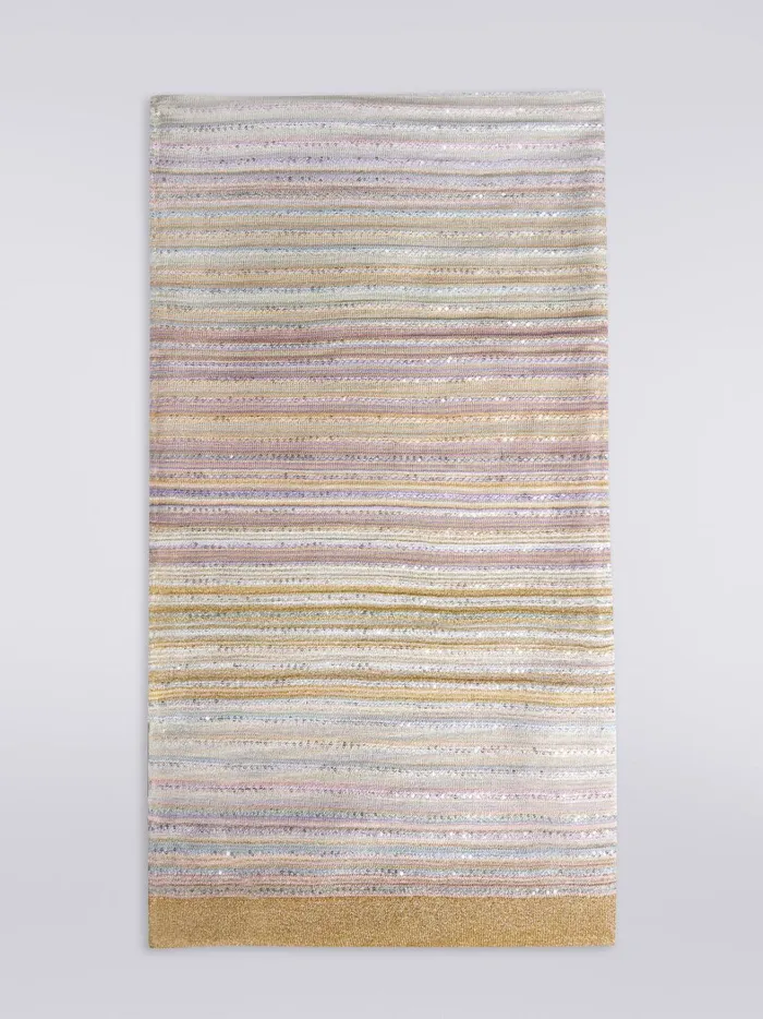 Striped Viscose Blend Stole With Sequins Multicoloured Women Missoni Scarves and Foulards