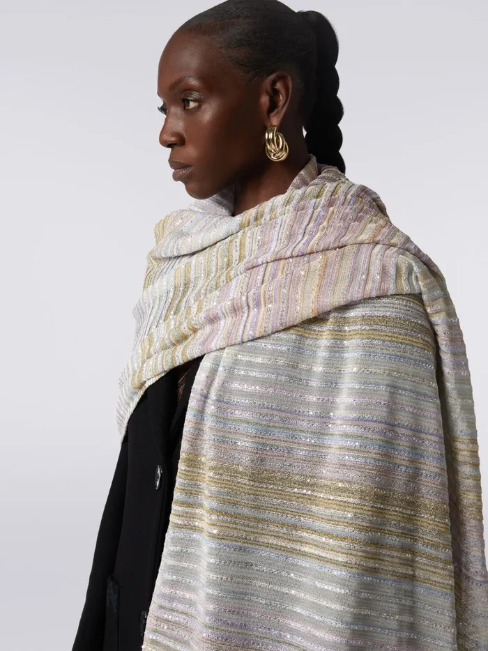 Striped Viscose Blend Stole With Sequins Multicoloured Women Missoni Scarves and Foulards Striped Viscose Blend Stole With Sequins Multicoloured Women Missoni Scarves and Foulards