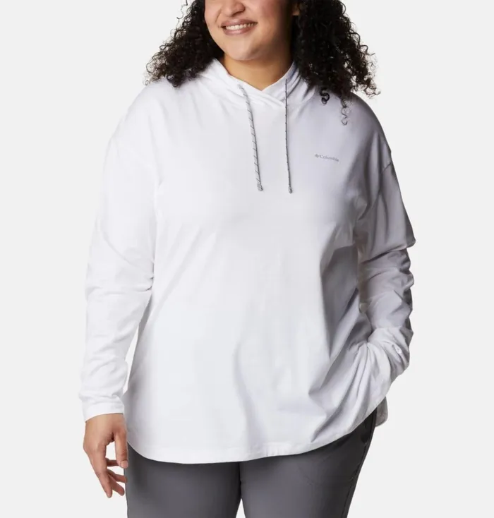 Sun Trek Hooded Pullover 8211 Plus Size White Womens Columbia Sportswear Long Sleeve Sun Trek Hooded Pullover 8211 Plus Size White Womens Columbia Sportswear Long Sleeve