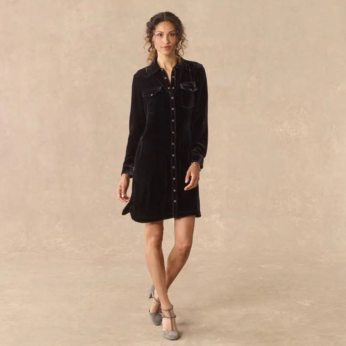 Sundance Catalog Dresses and Jumpsuits Rocio Velvet Dress Petite Onyx 8211 Women