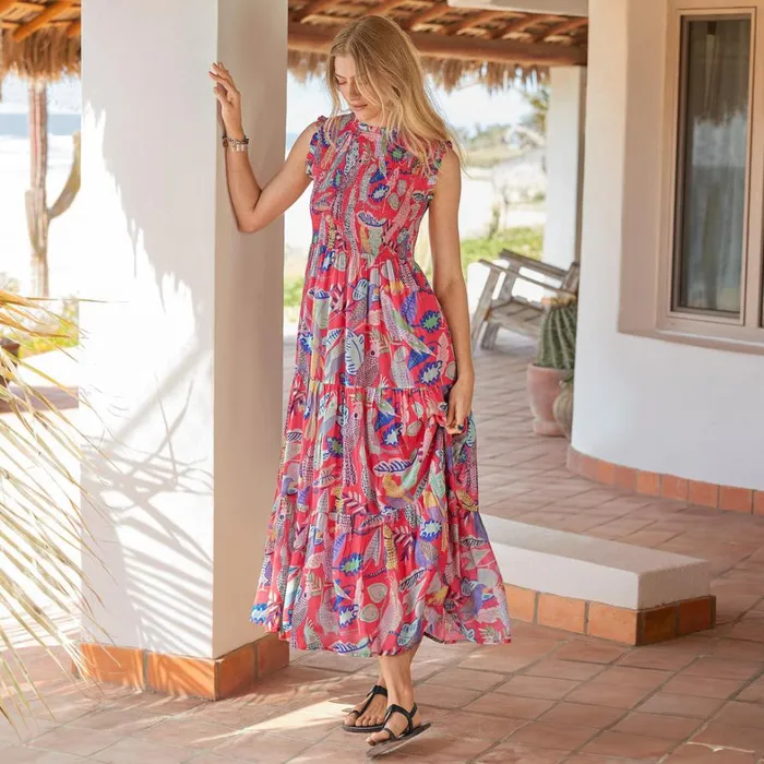 Sundance Catalog Dresses and Jumpsuits Zeta Smocked Dress Coral 8211 Women