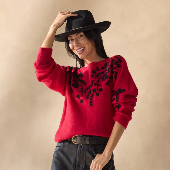Sundance Catalog Petite Styles Anya Vines Sweater Petite Rhythmic Red 8211 Women