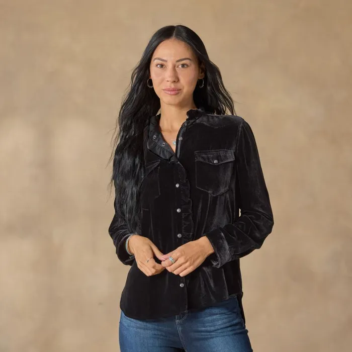 Sundance Catalog Petite Styles Gretel Velvet Shirt Petite Black 8211 Women