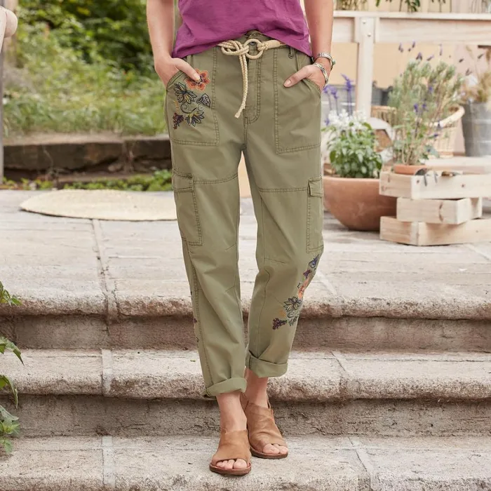 Sundance Catalog Petite Styles Natalia Embroidered Pants Petite Stone 8211 Women