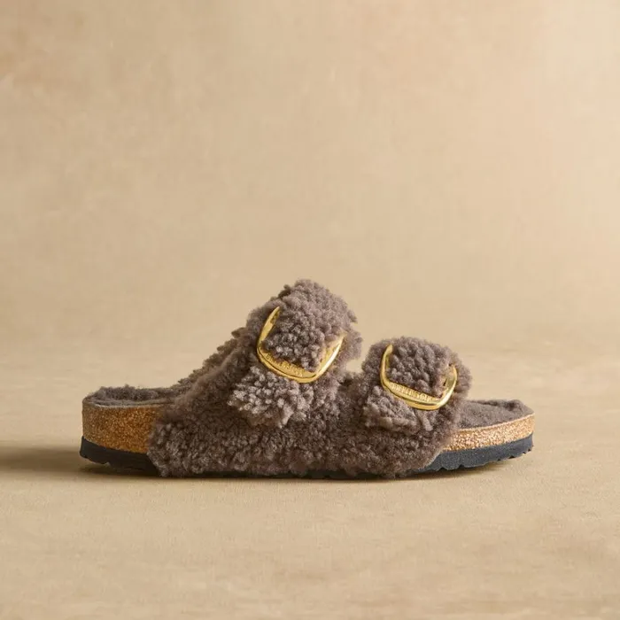 Sundance Catalog Sandals Arizona Big Buckle Teddy Sandals Gray 8211 Women