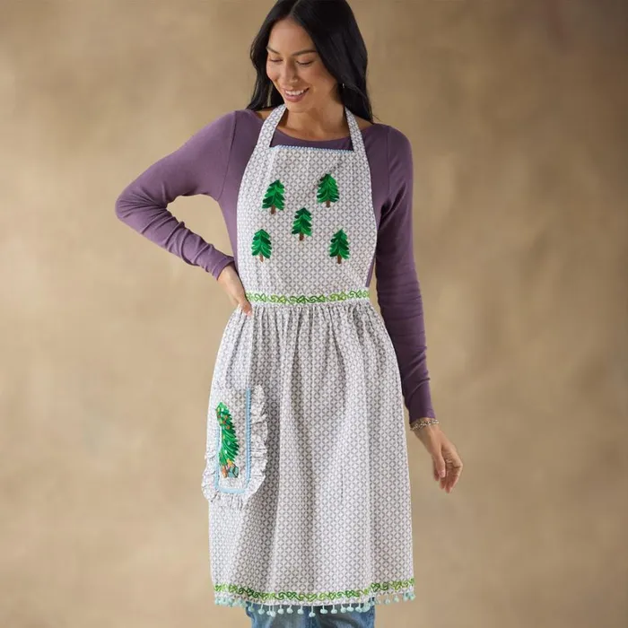 Sundance Catalog Seasonal Oh Christmas Tree Apron 8211 Women