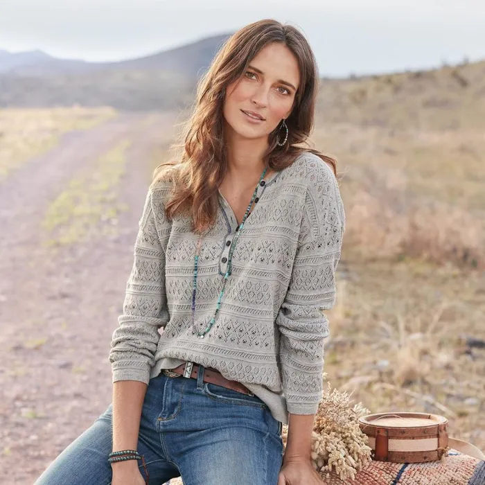 Sundance Catalog Sweaters Devon Sweater Henley Heather Gray 8211 Women