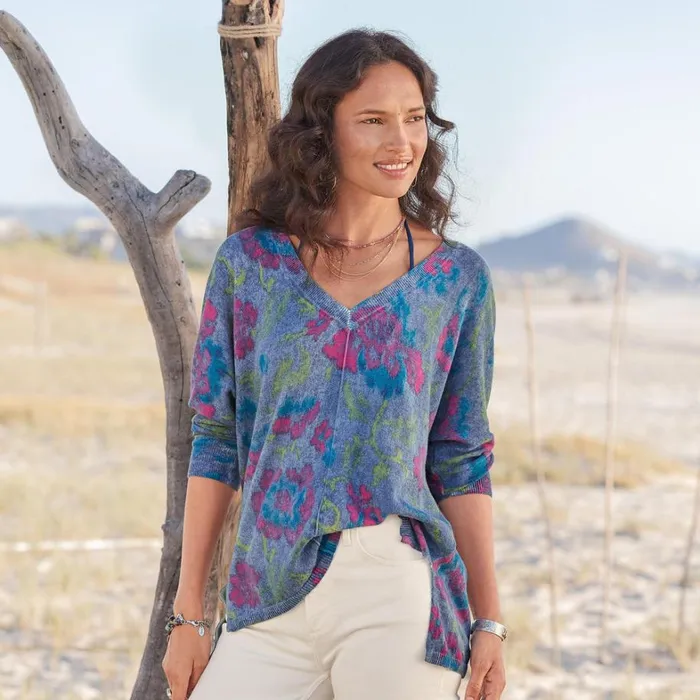 Sundance Catalog Sweaters Floral Johanna Sweater Petite Midnight Floral 8211 Women