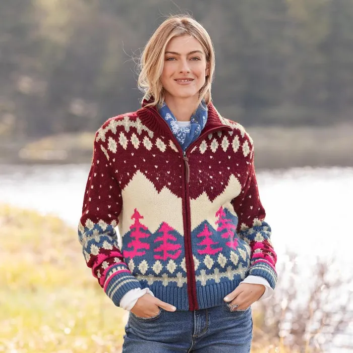 Sundance Catalog Sweaters Starlit Slopes Cardigan Petite Maroon 8211 Women