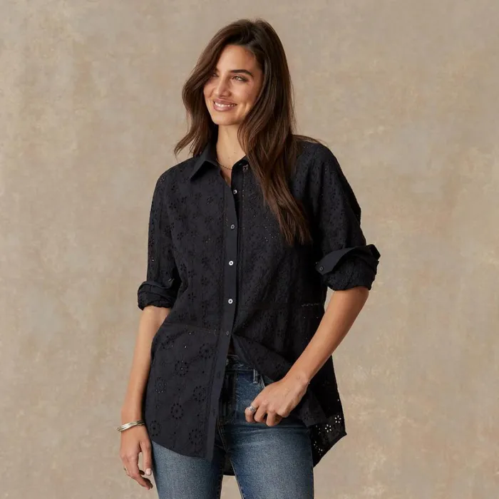 Sundance Catalog Tops Gina Eyelet Tunic Black 8211 Women