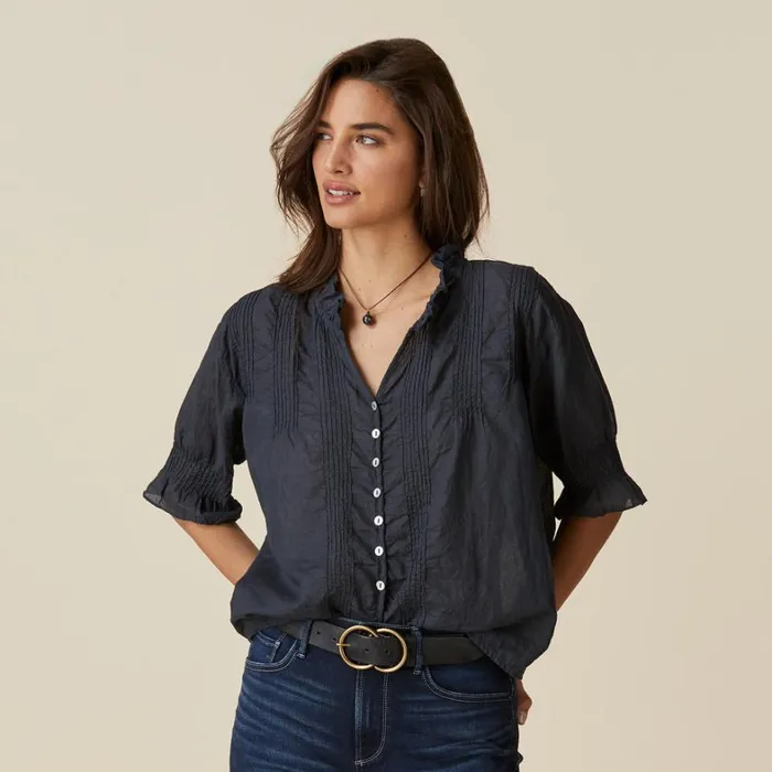Sundance Catalog Tops Sofia Pintuck Shirt Black 8211 Women