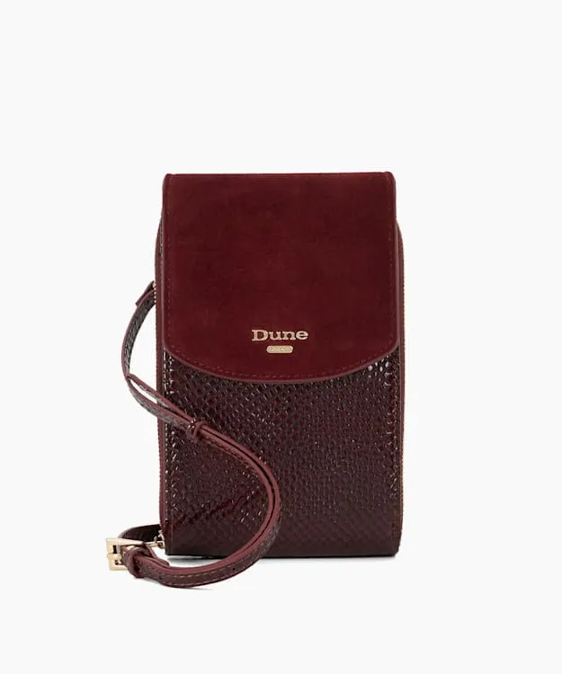 Sunrise Burgundy Textured Cross Body Micro Bag Dune London Red Women Dune London Handbags