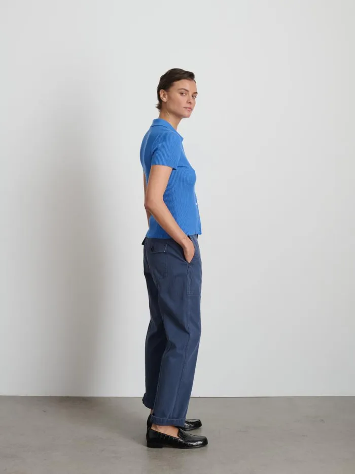Suzanne Ribbed Polo Cosmic Blue Women Alex Mill Shirts Tops Suzanne Ribbed Polo Cosmic Blue Women Alex Mill Shirts Tops