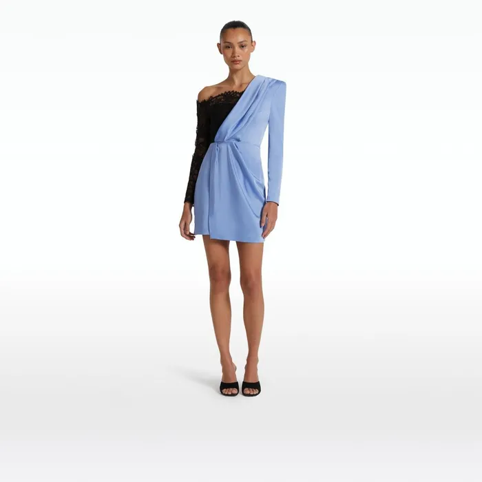 Suzie Carolina Blue and Black Short Dress Women Safiyaa Dresses