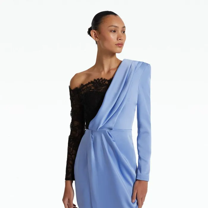 Suzie Carolina Blue and Black Short Dress Women Safiyaa Dresses