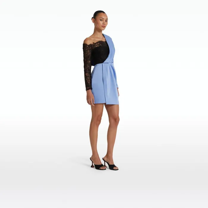Suzie Carolina Blue and Black Short Dress Women Safiyaa Dresses