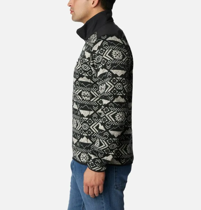 Sweater Weather II Printed Fleece Half Zip Pullover Black Checkered Peaks Tonal Print Mens Columbia Sportswear Pullovers and Tops Sweater Weather II Printed Fleece Half Zip Pullover Black Checkered Peaks Tonal Print Mens Columbia Sportswear Pullovers and Tops