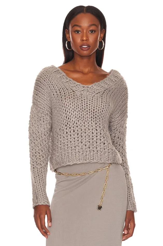 Sweaters and Knits Women Lovers and Friends Doxie Deep V Sweater Grey
