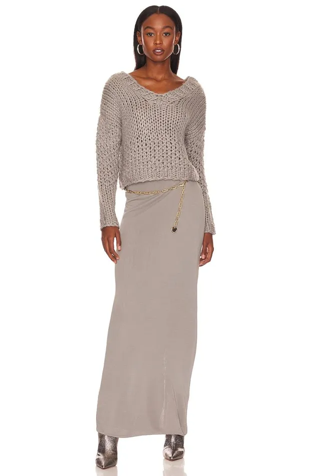 Sweaters and Knits Women Lovers and Friends Doxie Deep V Sweater Grey