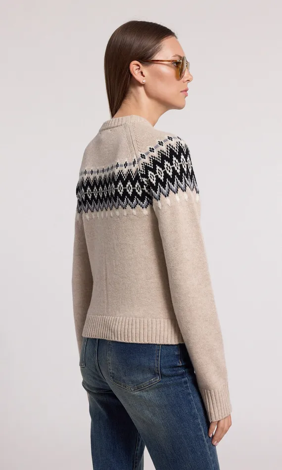 Sweaters and Sweatshirts Women Generation Love Clothing Frances Fair Isle Cardigan Heather Oatmeal