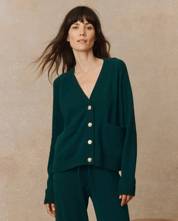 Sweaters The Great Women The Cashmere Varsity Cardigan Alpine