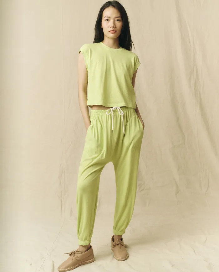 Sweatpants Women The Jersey Jogger Pant Lime Zest The Great
