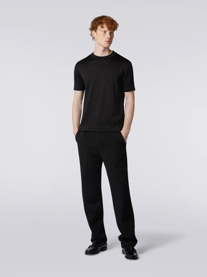 TShirt In Viscose Blend With Lurex Black Men Missoni Polos and Tshirts