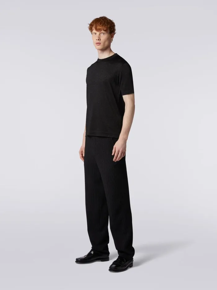 TShirt In Viscose Blend With Lurex Black Men Missoni Polos and Tshirts