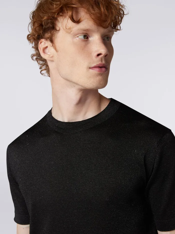 TShirt In Viscose Blend With Lurex Black Men Missoni Polos and Tshirts