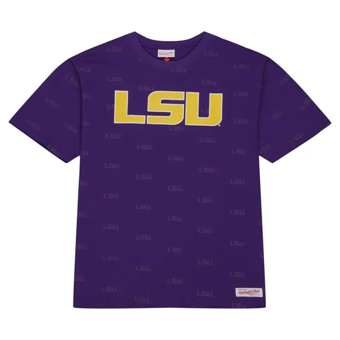 TShirts and Tops Men Mitchell and Ness AOP SS Top Louisiana State University