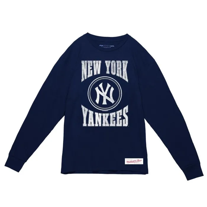 TShirts and Tops Men Mitchell and Ness Arched Logo Slub LS Tee New York Yankees