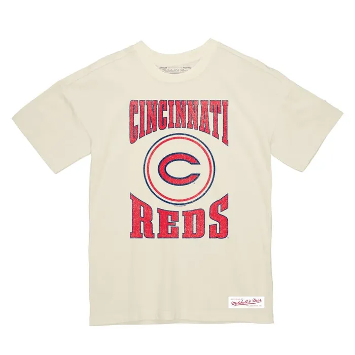 TShirts and Tops Men Mitchell and Ness Arched Logo Slub Tee Cincinnati Reds