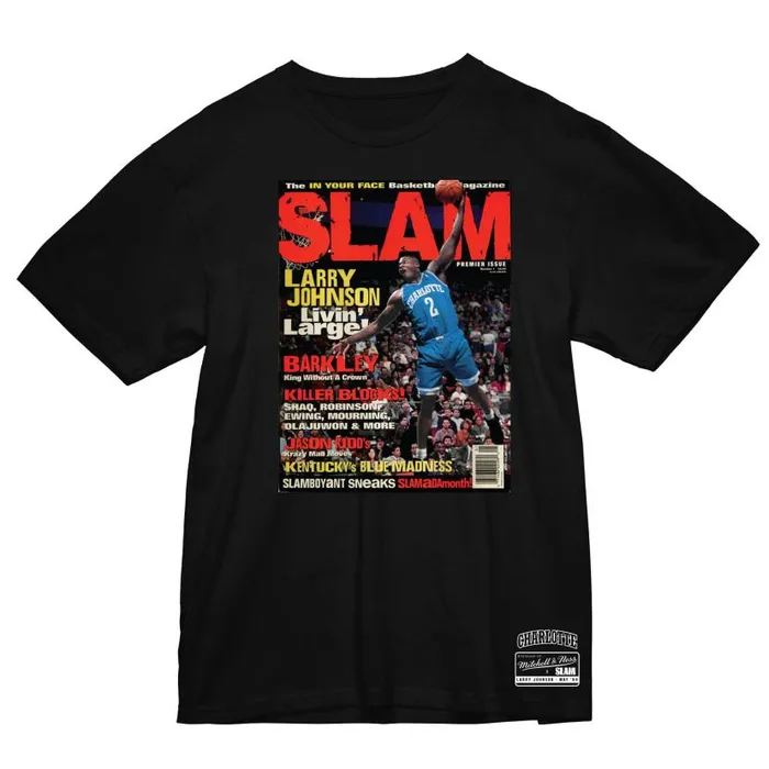 TShirts and Tops Men Mitchell and Ness Slam Cover Charlotte Hornets Larry Johnson