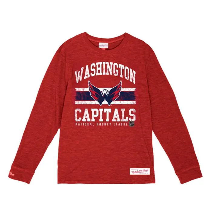 TShirts and Tops Men Mitchell and Ness Striped Logo Lockup Slub LS Tee Washington Capitals TShirts and Tops Men Mitchell and Ness Striped Logo Lockup Slub LS Tee Washington Capitals