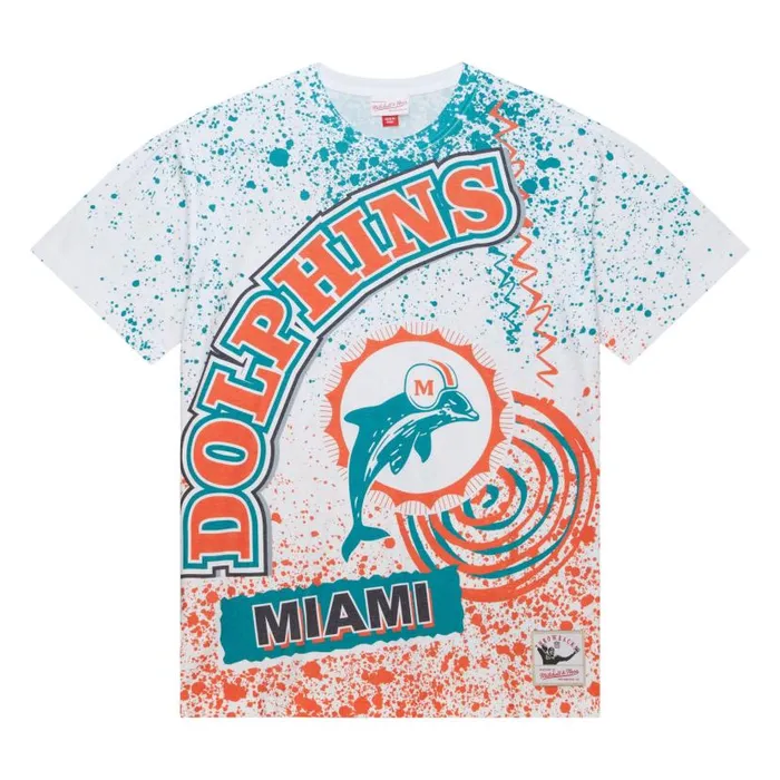 TShirts and Tops Men Mitchell and Ness Team Burst Sublimated SS Tee Miami Dolphins