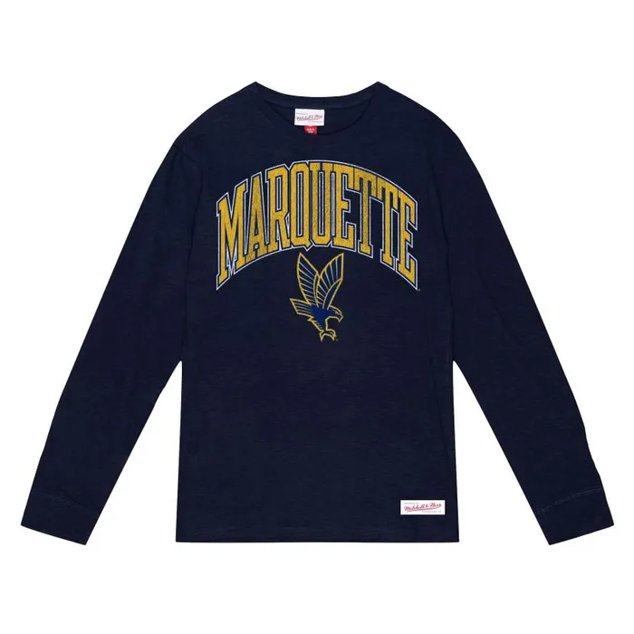 TShirts and Tops Men Mitchell and Ness University Arch Logo LS Tee Marquette University TShirts and Tops Men Mitchell and Ness University Arch Logo LS Tee Marquette University