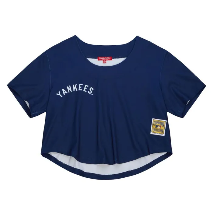 TShirts and Tops Women Mitchell and Ness Women039s SS Button Crop New York Yankees