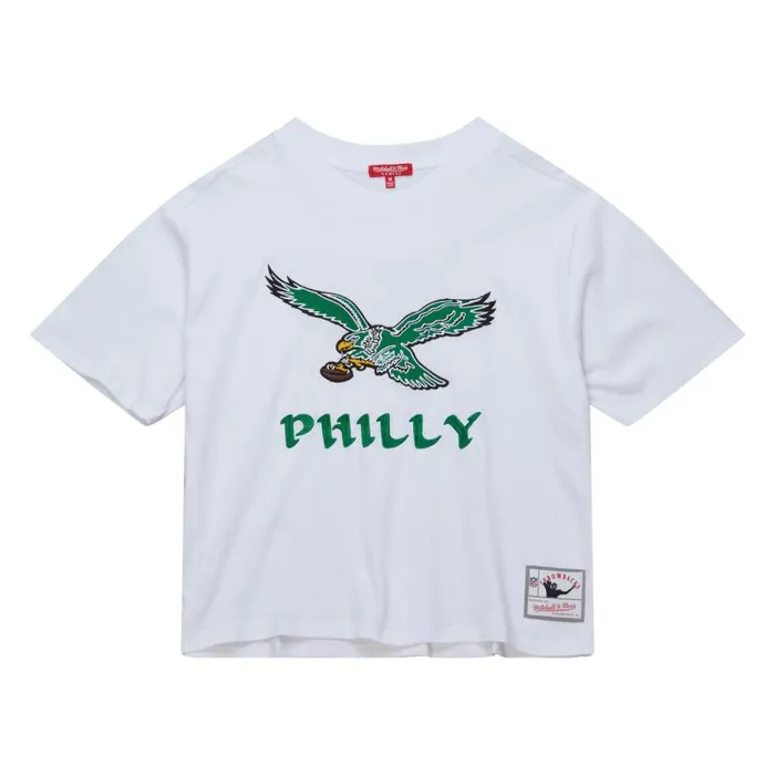 TShirts and Tops Women Mitchell and Ness Women039s Tonal Box Crop Embroidery Tee Philadelphia Eagles