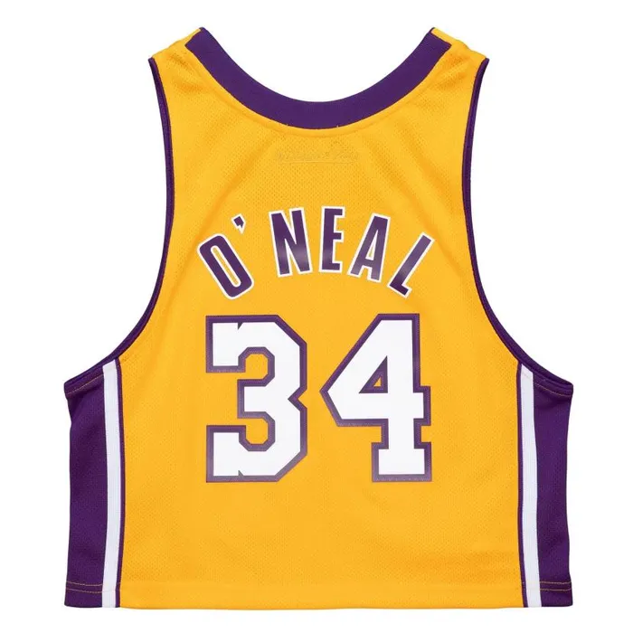 TShirts and Tops Women Mitchell and Ness Womens NandN Crop Tank Los Angeles Lakers 1999 Shaquille O039Neal