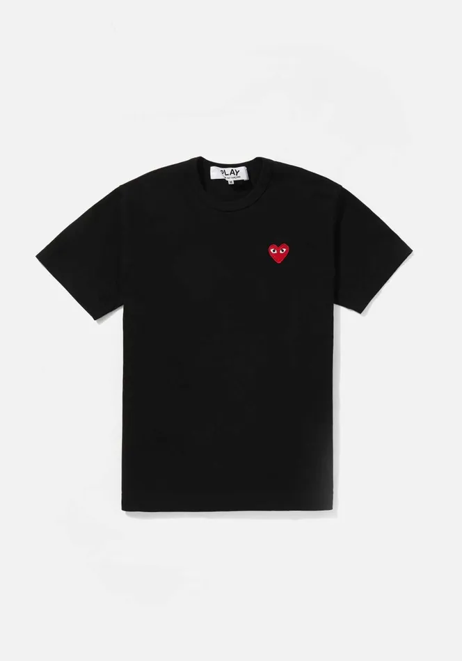 TShirts Men MKI MIYUKI ZOKU Comme Des Garcons Play Red Heart Tee Black