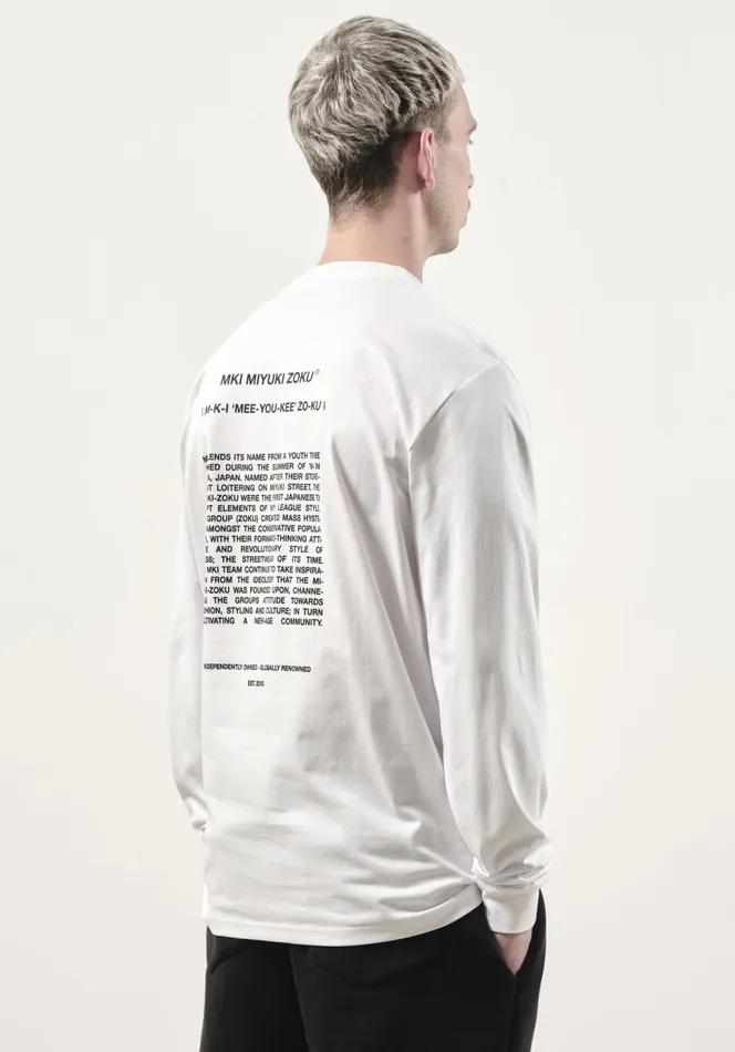 TShirts Men MKI MIYUKI ZOKU Mki Phonetic Longsleeve White